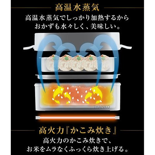 サンコー お米もおかずもこれ一台! 2段式超高速弁当箱炊飯器 TKFCLDRC - ユウボク東京公式ストア