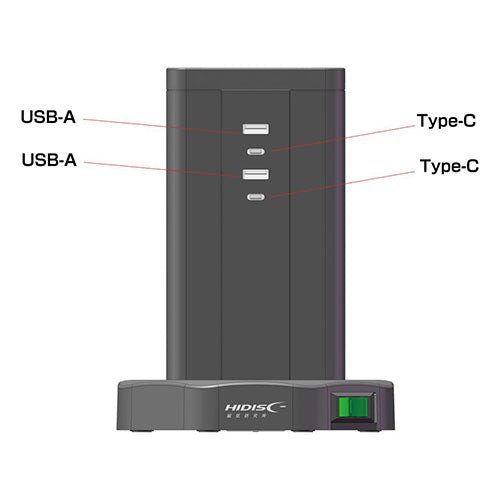 HIDISC タワー型USB付電源タップ　(Type-C×2+Type-A×2)　HD-AC12C2U2BK - ユウボク東京公式ストア